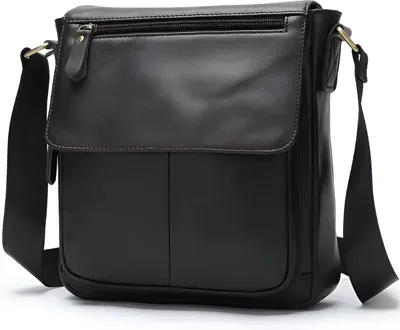 Image de CarryQuest® - Sac bandoulière pour homme, en cuir véritable, 22 x 6 x 28 cm, couleur noire