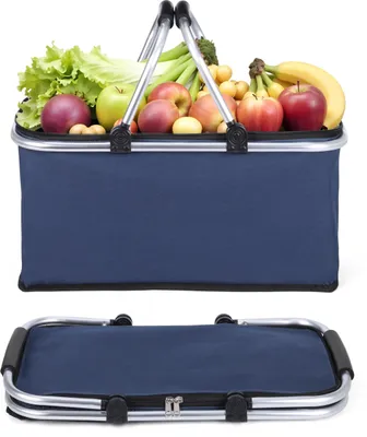 Produktbild von Belle Vous Tragbare 30 l Kühltasche Navy - Tragbare Taschen für Picknick und Camping - Tragbare Taschen mit abnehmbarem Deckel - Große Isoliertasche -