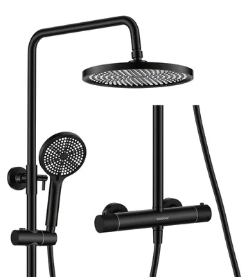 Duschsystem Thermostat Edelstahl Regendusche 25 cm Handbrause 3 Strahlarten