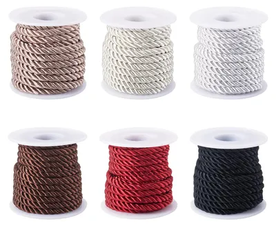 Polyester Kordel 5 mm, 6 Farben, 4 m/Rolle, 6 Rollen
