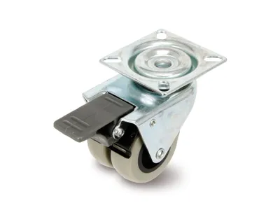 Obrázok produktu pre Dvojité otočné kolieska s parkovacou brzdou / priemer: 50 mm / rozmery dosky: 60x60 mm