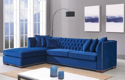 Produktbild von Chesterfield Blaue Designer Couch Eck Sofa Couch Garnitur Textil Stoff Sofas Neu