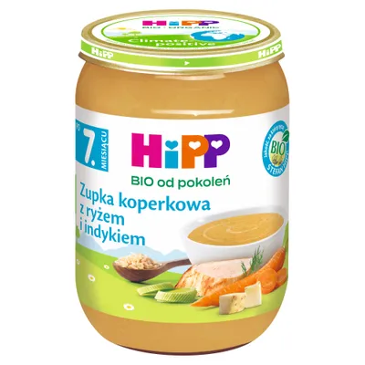 Produktbild von HippDill-Suppe mit Reis und Pute nach 7 Monaten 190 G