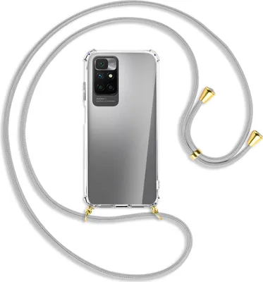 Produktbild von Handykette Backcover-Schutzhülle mit Band (Metall goldfarben) für Xiaomi Redmi 10 - silbergrau