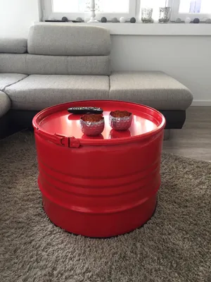 Produktbild von Fassmöbel Beistelltisch Tisch Design Möbel Couchtisch mit Spannring Rot Ø 57cm