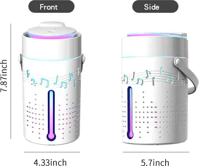 Image de 1000mL Humidificateur Diffuseur avec Haut-parleur Bluetooth Lumière colorée Humidificateur silencieux Diffuseur d'Huile Essentielle Arrêt automatique Remplissage par le haut Humidificateur pour la chambre à coucher Humidificateur d'intérieur alimenté par USB