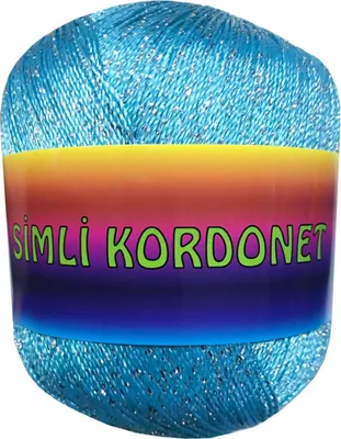 100g Kordonet Simli mit Glitzereffekt Strickgarn hellblau