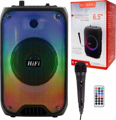 Zdjęcie produktu dla Głośnik Bluetooth Bezprzewodowy Mobilny Kolumna FM + Pilot Mikrofon Karaoke