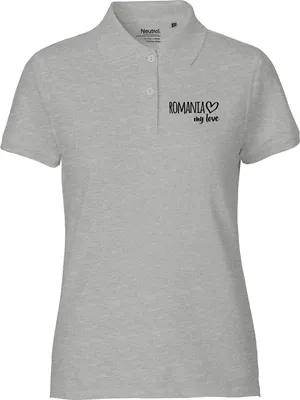 Produktbild von Huuraa Damen Polo Shirt Romania my love XXL Sport Grey Bio Baumwolle Fairtrade Poloshirt Geschenkidee