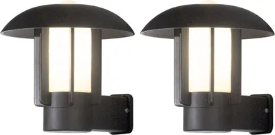 Produktbild von 2er-Set Außenleuchte, Außenwandleuchte Alu schwarz, Glas opal, E27, Konstsmide