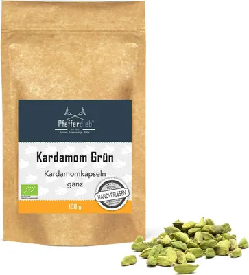 Produktbild von Wilder Kardamom Kapseln ganz, grün, BIO, 100g