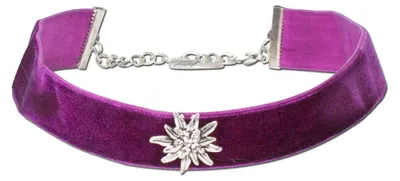 Produktbild von Alpenflüstern Trachten-Samt-Kropfband breit Strass-Edelweiß - Trachtenkette enga