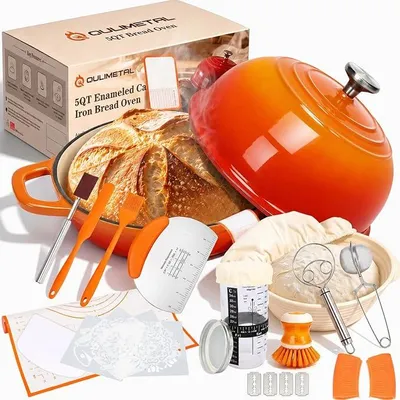 Imagen del producto de Olla de hierro fundido Silecomplaza Gusseisen para hornear pan, olla de hierro fundido con tapa para estofar