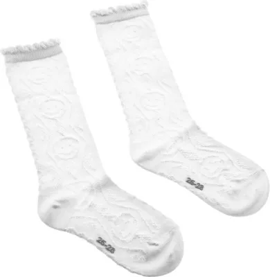 Productafbeelding van 5 paar kinderkousen met vrolijke smiley, 20 denier - comfortabel en stijlvol, wit, maat 32/35