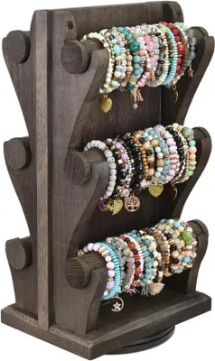 Produktbild von Doppelseitig rotierender Holzschmuckständer für Armbänder