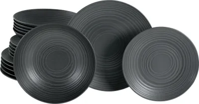 Produktbild von CreaTable, 20569, Lava Stone Schwarz, Tellerset 18-tlg, Steinzeug