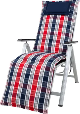 Produktbild von Auflage Relaxliege Rom 2128 rot-blau-grau kariert 170x50x9 cm KETTtex