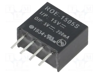 Obrázek produktu pro 1x Měnič: DC/DC, Vstupní napětí: 10,8 ÷ 13,2 V, Výkon: 1 W, Výstupní proud: 200 mA, Model: ROE-1505S