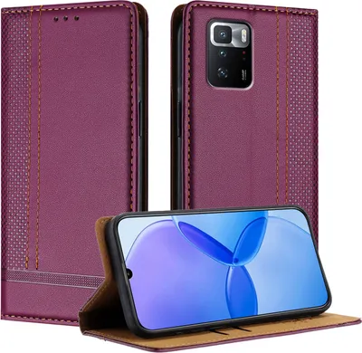 Produktbild von Handyhülle für Xiaomi Poco X3 GT Leder Flip Klappbare Schutzhülle mit Standfunktion Lila