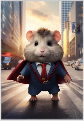 Produktbild von Wallario Wandbild Super-Hamster, Größe: 70,30 x 100,30 cm, Poster mit weißem Kunststoffrahmen