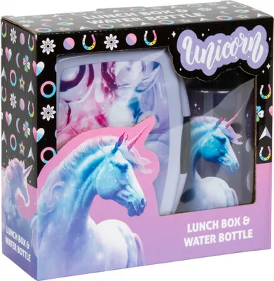 Produktbild von Derform Set aus Brotdose und Trinkflasche „Einhorn“