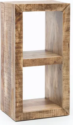Produktbild von Standregal Massivholz Mango 90 x 45 x 35 cm 2 Böden | Design Holz Regal Natur | Beistelltisch Landhaus-Stil | Kleines Bücherregal Holz Massiv
