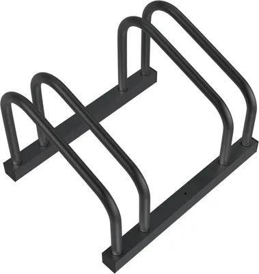 Produktbild von QEENTOE Fahrradständer, Boden-Aufstellständer aus Stahl für 2 Fahrräder, Fahrradhalter Schwarz