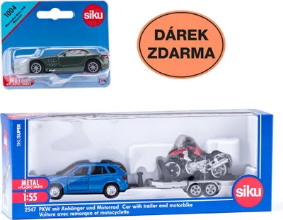 Zdjęcie produktu dla SIKU Super - Samochód z holowaniem i motocyklem + prezent