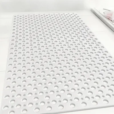 Obrázok produktu pre Protisklzová podložka pod sprchu, 60x90 cm, biela, vyrobená z TPE, s prísavkami a odtokovými otvormi