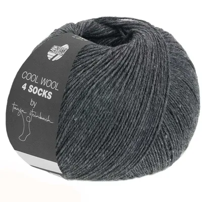Produktbild von Lana Grossa Cool Wool 4 SOCKS 100 g 4-fach Sockenwolle Kollektion by Tanja Steinbach 420 m Farbe 7707 - Anthrazit