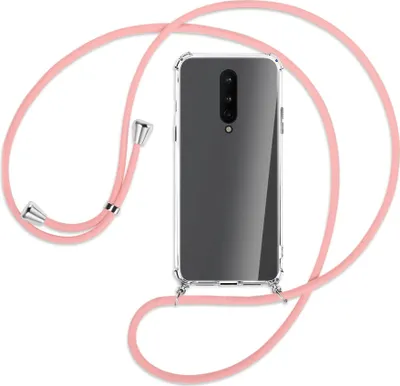 Produktbild von Handykette Backcover-Schutzhülle mit Band (Metall silberfarben) für OnePlus 8 - rosa