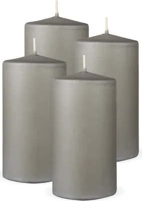 Immagine prodotto di HS Candle candele a colonna 4-pack "grigio chiaro", dimensioni Ø7 x 12 cm, candele di cera a lunga durata di combustione fino a 35 ore - candele a colonna non profumate - molti colori/dimensioni