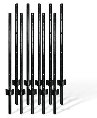 Zdjęcie produktu dla Relaxdays, słupki ogrodzeniowe, zestaw 10 sztuk, do ogrodzeń siatkowych, słupki do wbijania w ziemię, wysokość 90 cm, profil U, do ogrodu, stal, kolor czarny