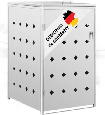 Produktbild von DELUKE® 1er Mülltonnenbox SOGI Edelstahl | 69x115x77,5cm silber | Mülltonnenverkleidung für 1 Tonne 240L Müllbox aus Metall Mülltonnenschutz Mülltonnendach