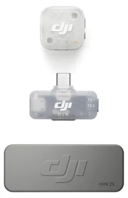 Obrázek produktu pro DJI Mic Mini 2S (1 TX + 1 Mobile RX + Charging Case), Všesměrový, 130 dB, 22 dB, S montáží na kameru, Vestavěný vysílač, 2,4 - 2,4835 GHz
