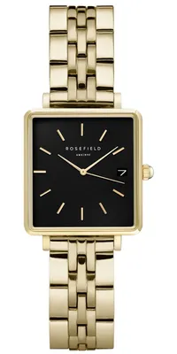 Produktbild von ROSEFIELD Damenuhr  Boxy XS Schwarz Gold eckig QMBG-Q025