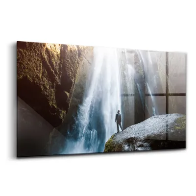 Obrázek produktu pro Obraz z tvrzeného skla Stien - Tvrzené sklo - 140x70 cm - Pohled na vodopád Gljufrabui