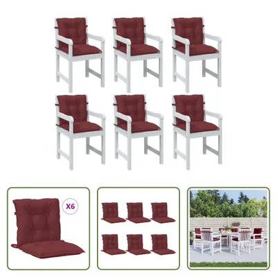 Image de The Living Store - 6 coussins pour fauteuils bas, mélange bordeaux, 100 x 50 x 7 cm, tissu