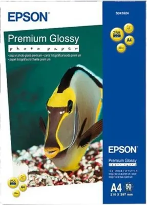 Zdjęcie produktu dla Epson Premium Glossy Photo Paper - A4 - 50 Arkuszy, Połysk, 255 g/m², A4, Biały, 50 ark., 1 szt.