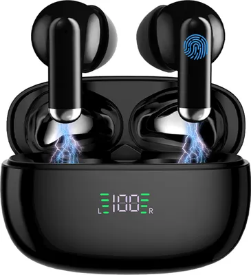 Produktbild von 7MAGIC Bluetooth Kopfhörer, Kopfhörer Kabellos Bluetooth 5.3 In Ear Kopfhörer, Kabellose Kopfhörer ENC Noise Cancelling Earbuds mit USB-C, 20H Tiefer Bass, IPX7 Wasserdicht, Schwarz