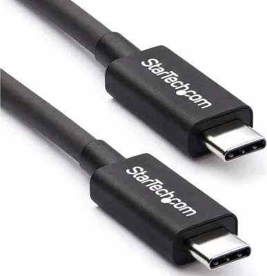 Produktbild von StarTech.com 50cm Passives Thunderbolt 3 Kabel, 40Gbps, 100W PD, 4K/5K Video, Thunderbolt Kabel, Kompatibel mit USB4/DP Alt Mode, Thunderbolt 4, USB 3.2/Typ-C, Männlich, Männlich, 0,5 m, 40 Gbit/s, Schwarz, Nickel