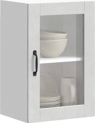 Produktbild von "im Angebot" Küchen-Hängeschrank mit Glastür Porto Betongrau - Küchenschränke CC23984