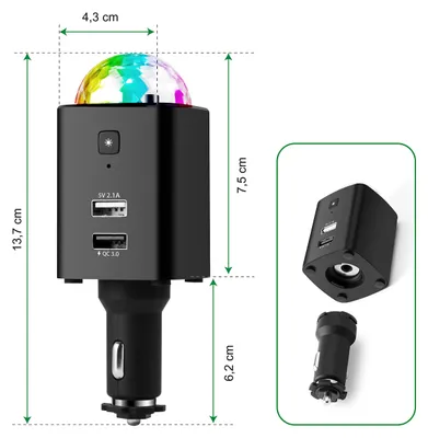 Productafbeelding van Technaxx TX-159, auto, sigarettenaansteker, zwart