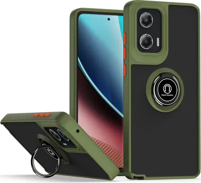 Produktbild von Hülle für Motorola Moto G Stylus 5G (2024) Ring Halter Ständer Matte Transluzent TPU Bumper Stoßfest Schutzhülle Grün