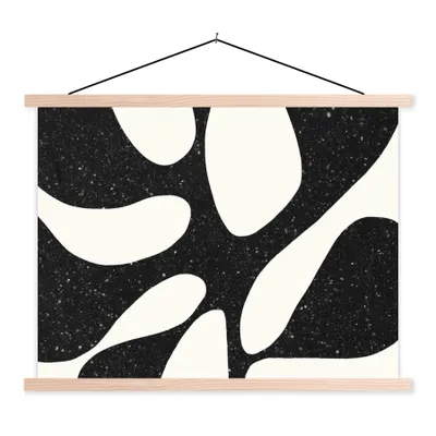 Produktbild von MuchoWow® Textilposter Pflanze - Schwarz - Minimalismus 40x30 cm mit holzfarbenen Rahmen - Bilder