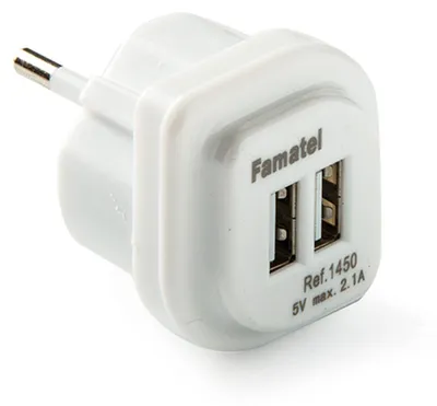 Image de Adaptateur 2 Ports Usb-a 2,1 V Vers 5 V Blanc, Blister