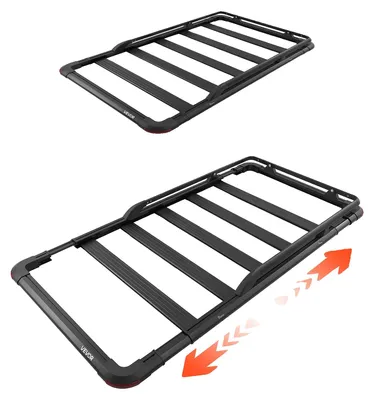 Immagine prodotto di Portapacchi da tetto VEVOR, dimensioni 1626 x 990 x 115 mm. Cesto portatutto da tetto con estensione, capacità di carico fino a 90,72 kg. Cesto portatutto per auto resistente alle intemperie, realizzato in lega di alluminio. Adatto per SUV, pick-up e furgoni