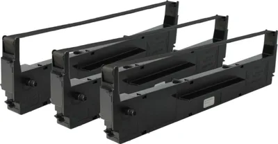 Produktbild von vhbw 3x Farbband Schriftband kompatibel mit Epson LQ400, LQ500, LQ450, LQ550, LQ510, LQ570, LQ560, LQ580, LQ570+ Nadeldrucker, Bondrucker - Schwarz