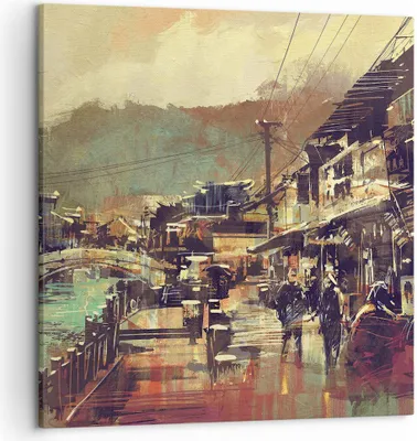 Produktbild von Bild auf Leinwand - Leinwandbild - Brücke Straße Fluss - 50x50cm - Wand Bild - Wanddeko - Wandbilder - Leinwanddruck - Bilder - Kunstdruck - Wanddekoration - Leinwand bilder - Wandkunst - AC50x50-3515