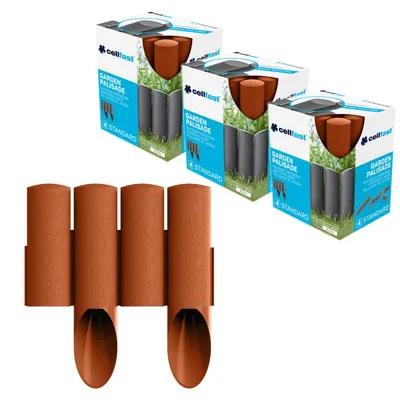 Produktbild von Cellfast-Gartenzaun Holzoptik frostbeständig Länge 6,9 m ziegelrot 34-043